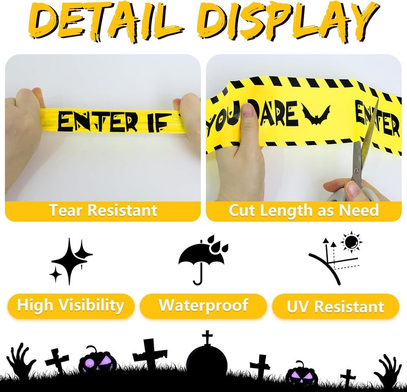 PatiCool Halloween Decorations Caution Tape 3 in x 88.6 ft 3PCS, Scary Halloween Party Decorations for Indoor Outdoor, Haunted House Decor - Enter If You Dare - Haunted Keep Out - Keep Out Do Not Cross - Image 3